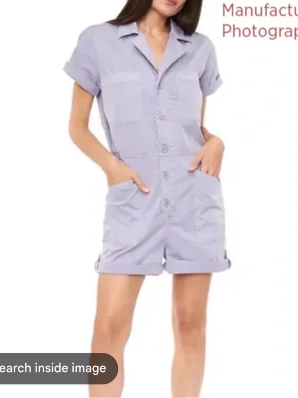 Pistola Parker Short-Sleeve Button Romper in Light Lavender